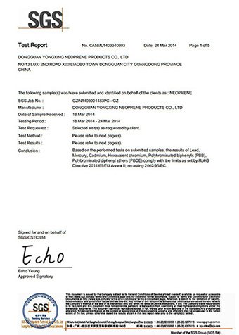 潛水料 / 潛水布 SGS RoHS 測(cè)試報(bào)告 潛水料 / 潛水布 SGS RoHS 測(cè)試報(bào)告